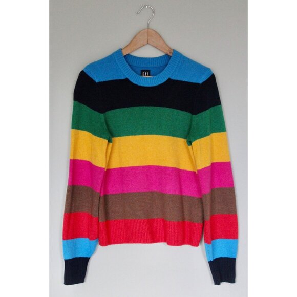 GAP Women's Happy Stripe CashSoft Rainbow Stripe Sweater, Size XS - Picture 2 of 9